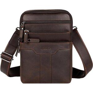 mens leather messenger bag genuine leather sling shoulder crossbody man purse